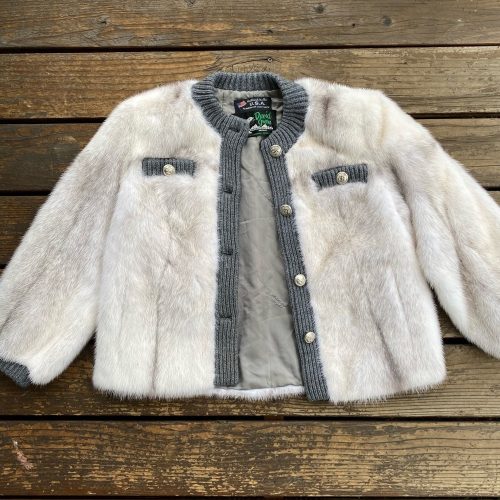 David green vintage Alaska custom made rabbit fur coat jacket